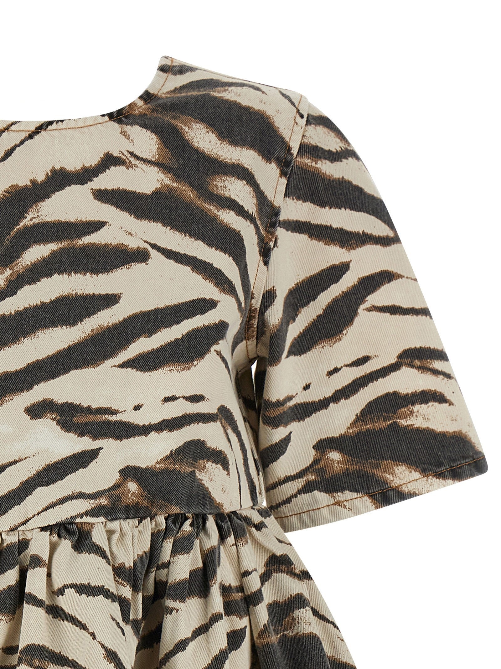 Ganni Zebra Denim Dress Gold