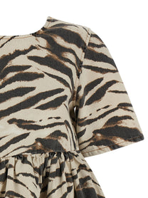 Ganni Zebra Denim Dress Gold