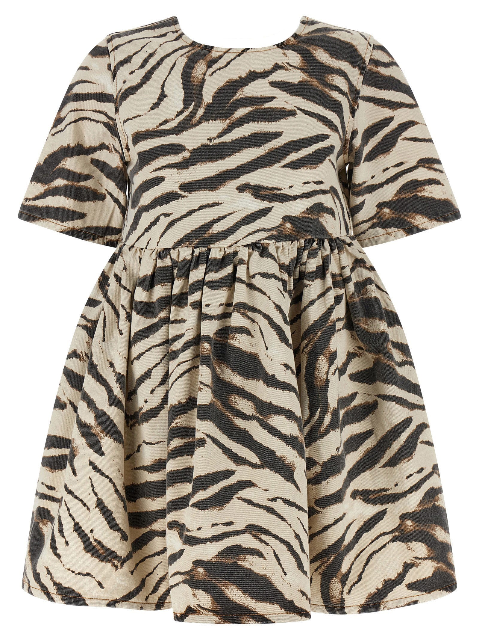 Ganni Zebra Denim Dress Gold