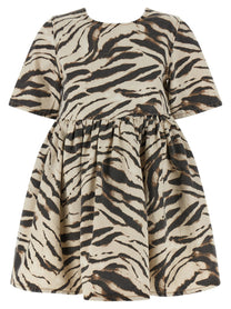 Ganni Zebra Denim Dress Gold