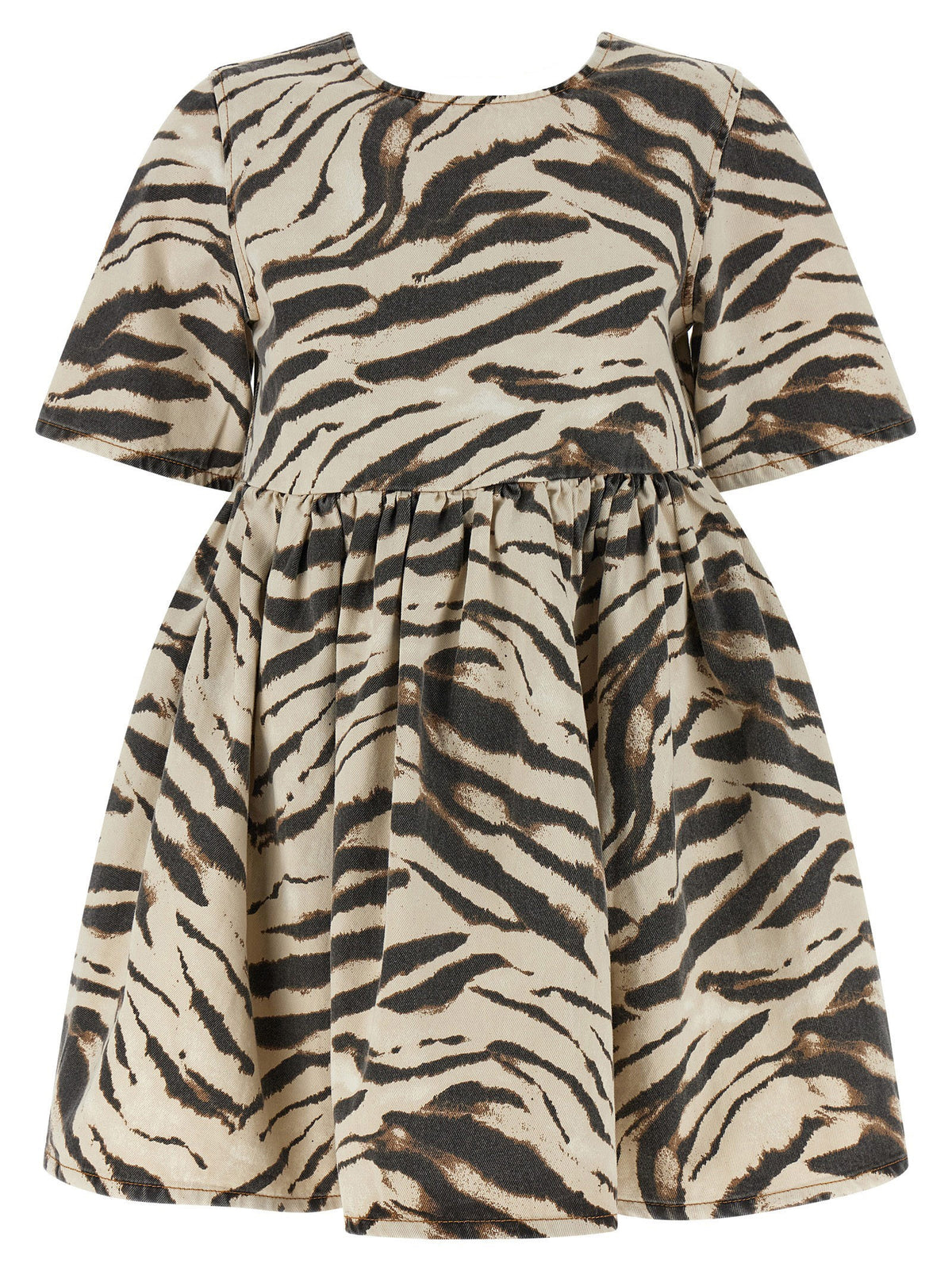 Ganni Zebra Denim Dress Gold