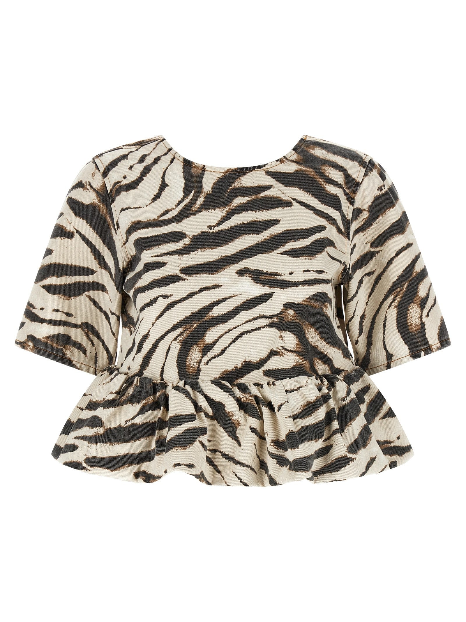 Ganni Zebra Denim Top Gold