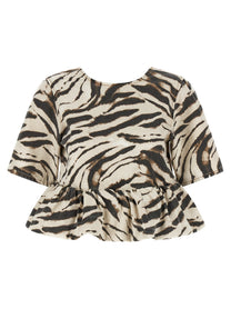 Ganni Zebra Denim Top Gold