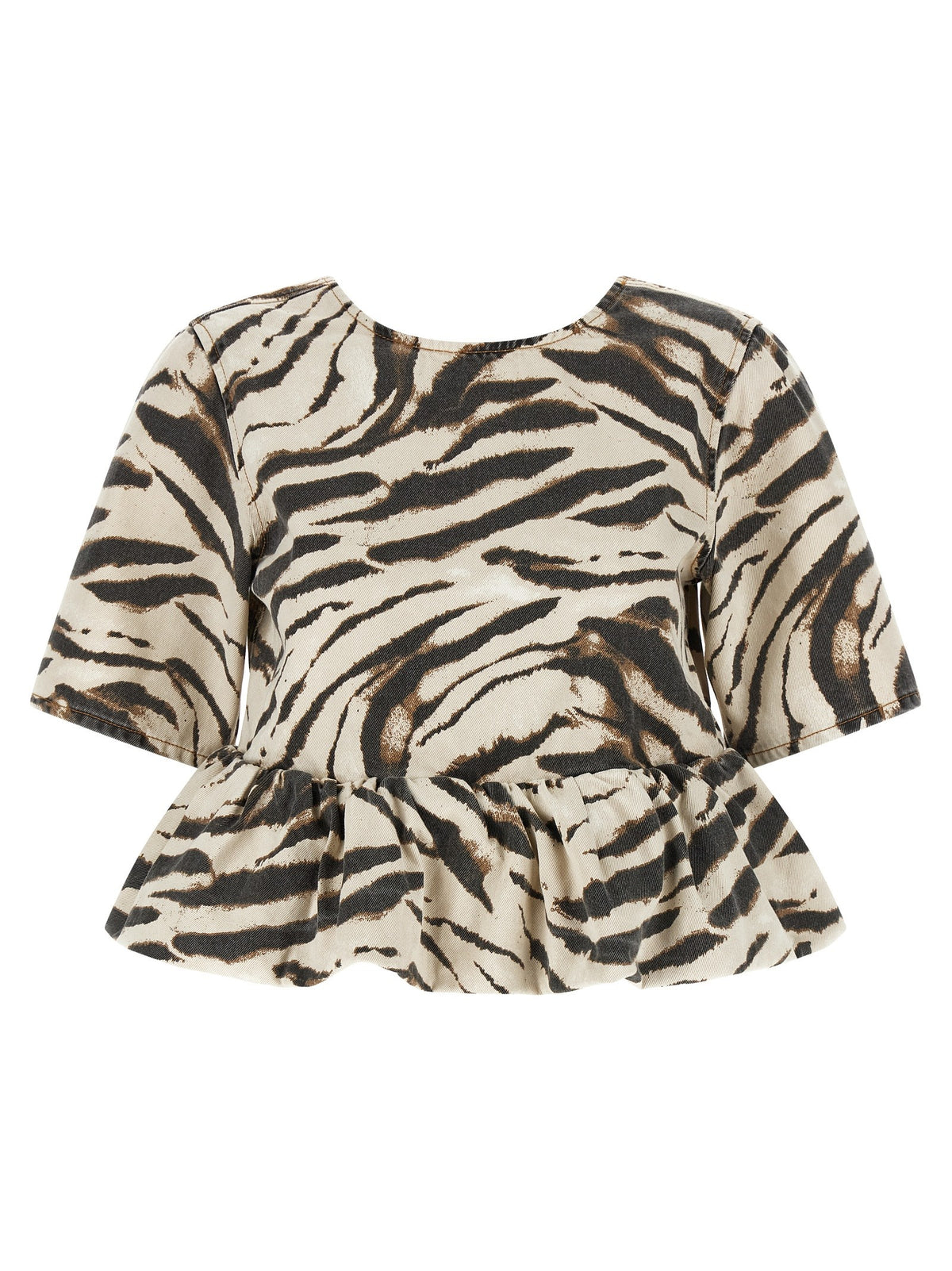 Ganni Zebra Denim Top Gold