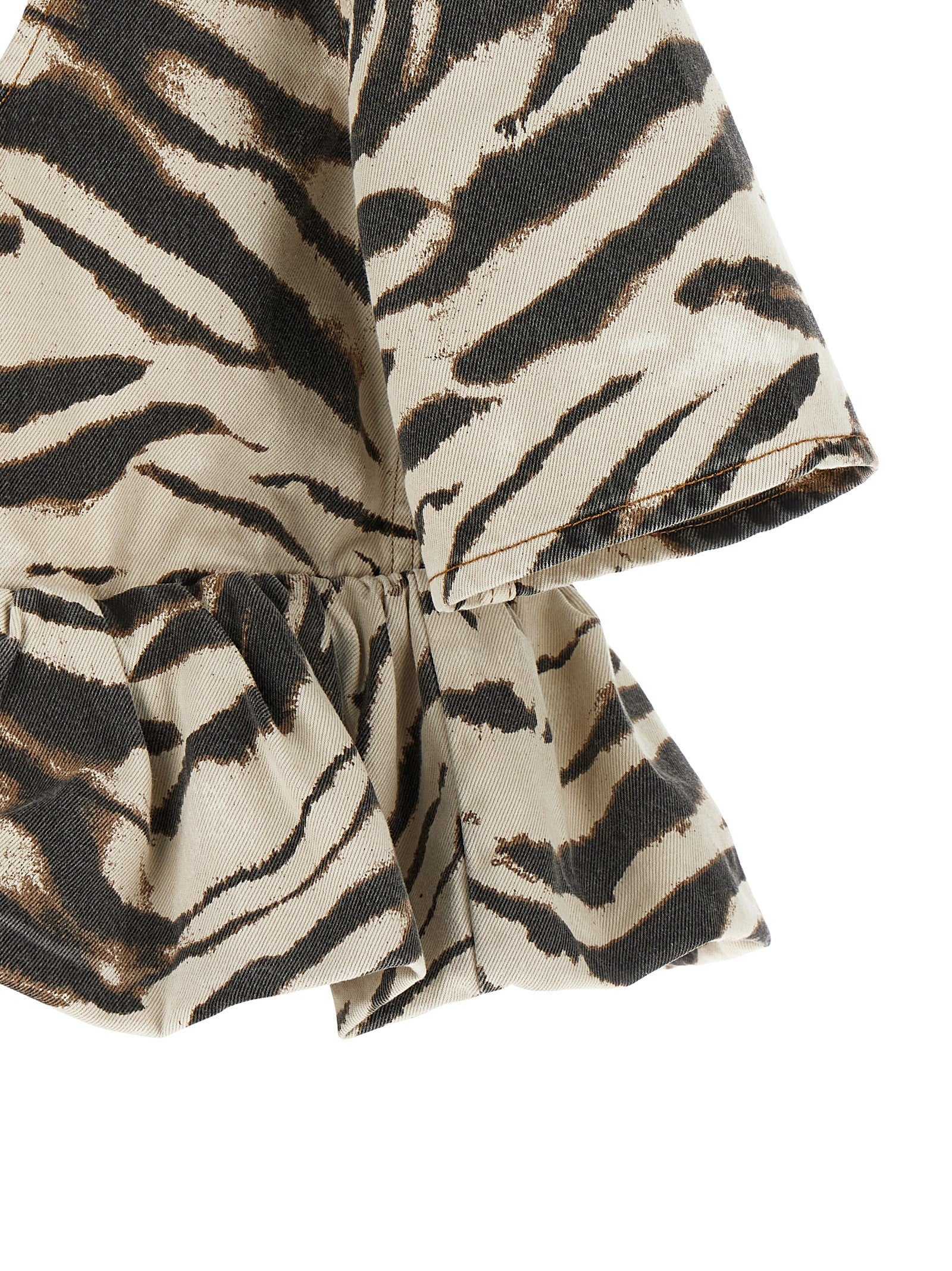 Ganni Zebra Denim Top Gold