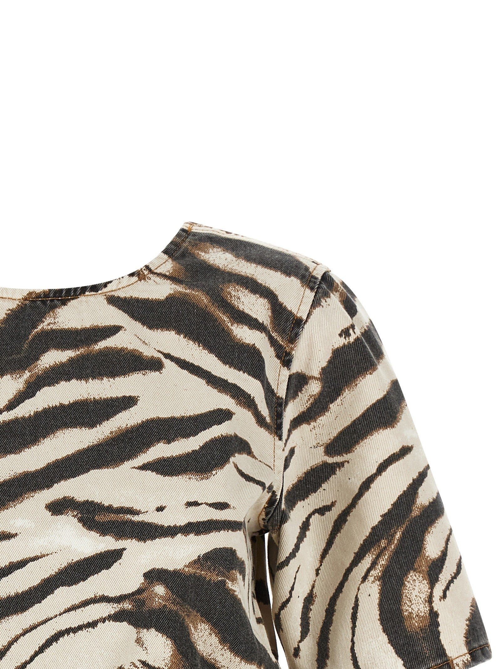 Ganni Zebra Denim Top Gold