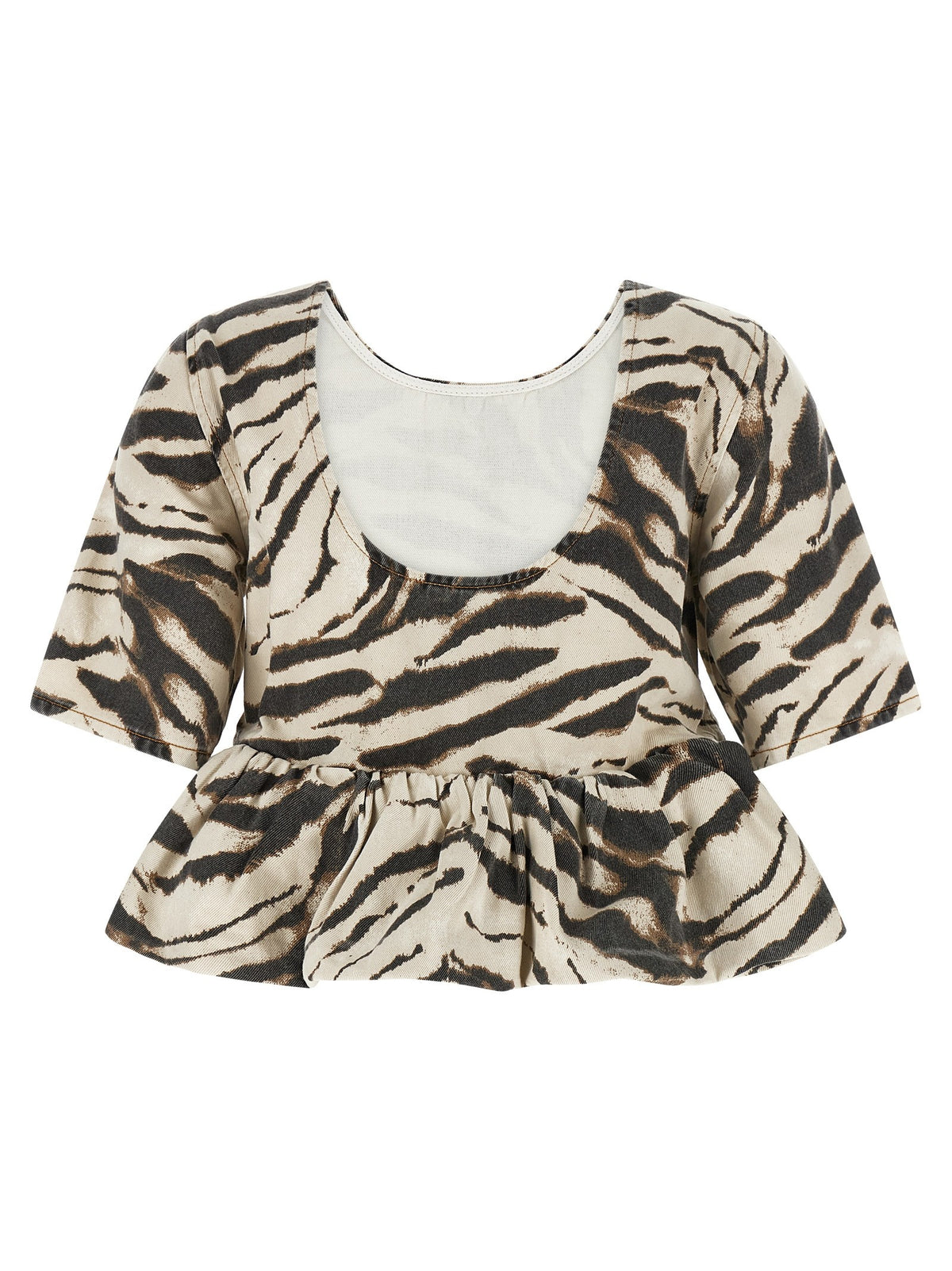 Ganni Zebra Denim Top Gold, view 2