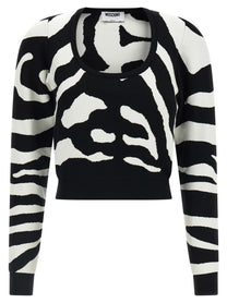 Moschino Zebra Intarsia Sweater Black