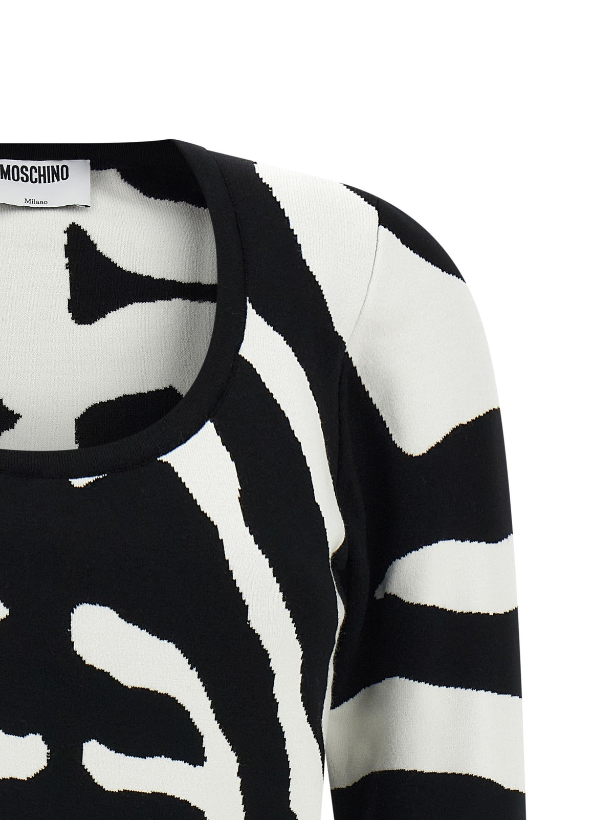 Moschino Zebra Intarsia Sweater Black, view 3