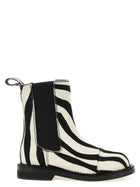 Moschino Zebra Pony Ankle Boots White
