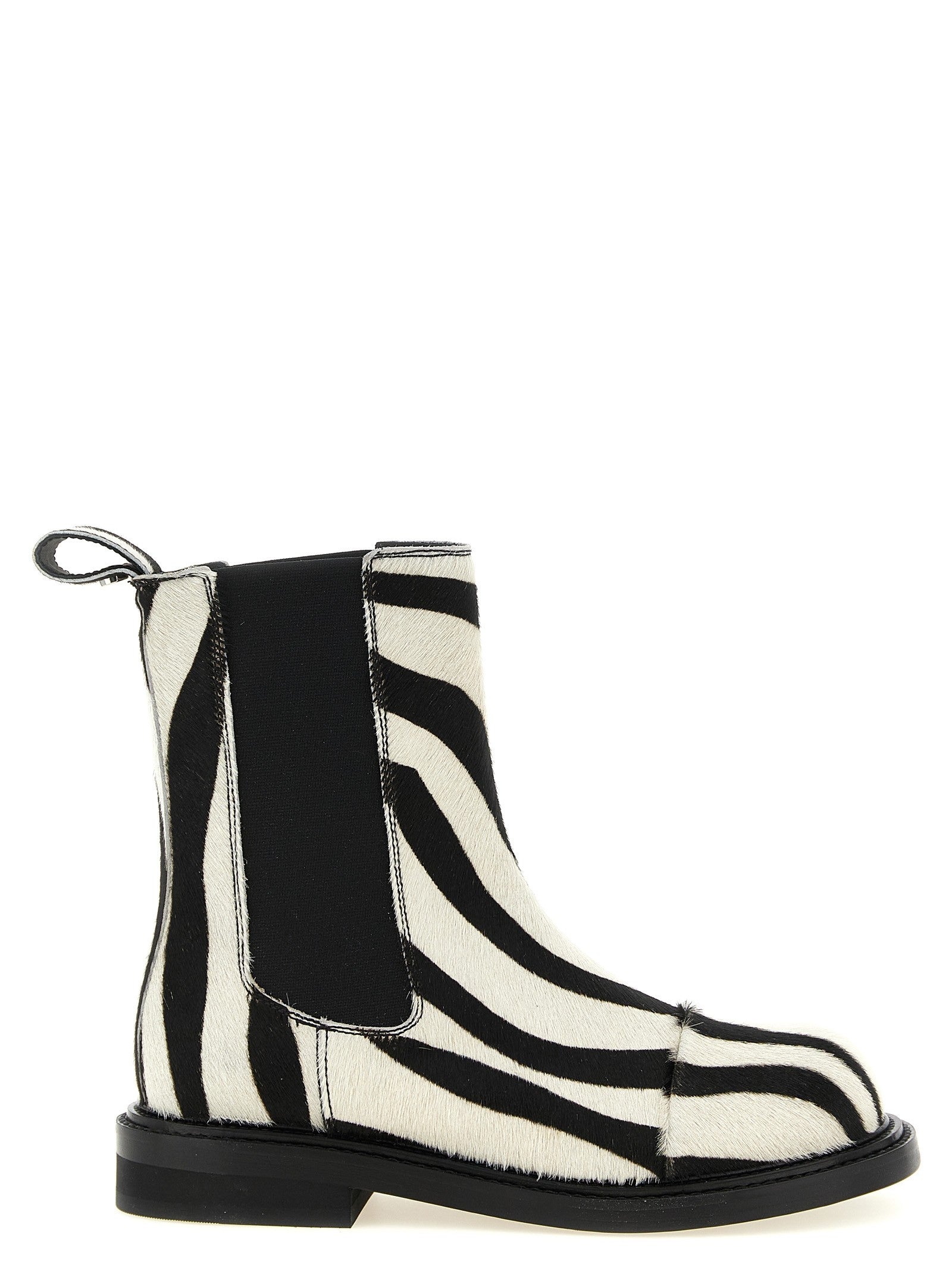 Moschino Zebra Pony Ankle Boots White
