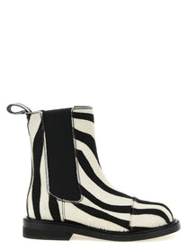 Moschino Zebra Pony Ankle Boots White