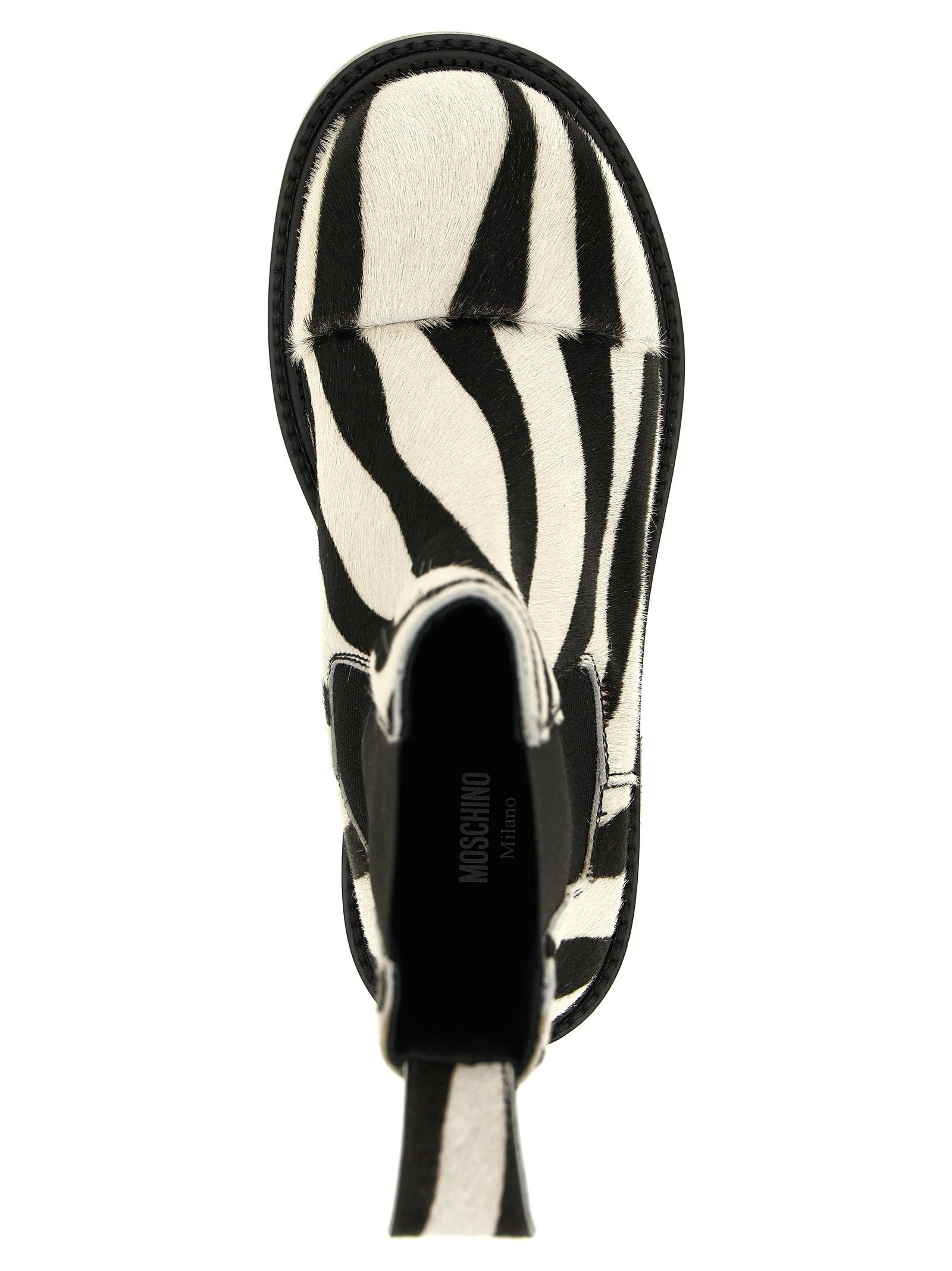 Moschino Zebra Pony Ankle Boots White