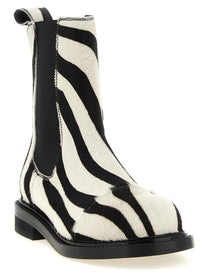 Moschino Zebra Pony Ankle Boots White