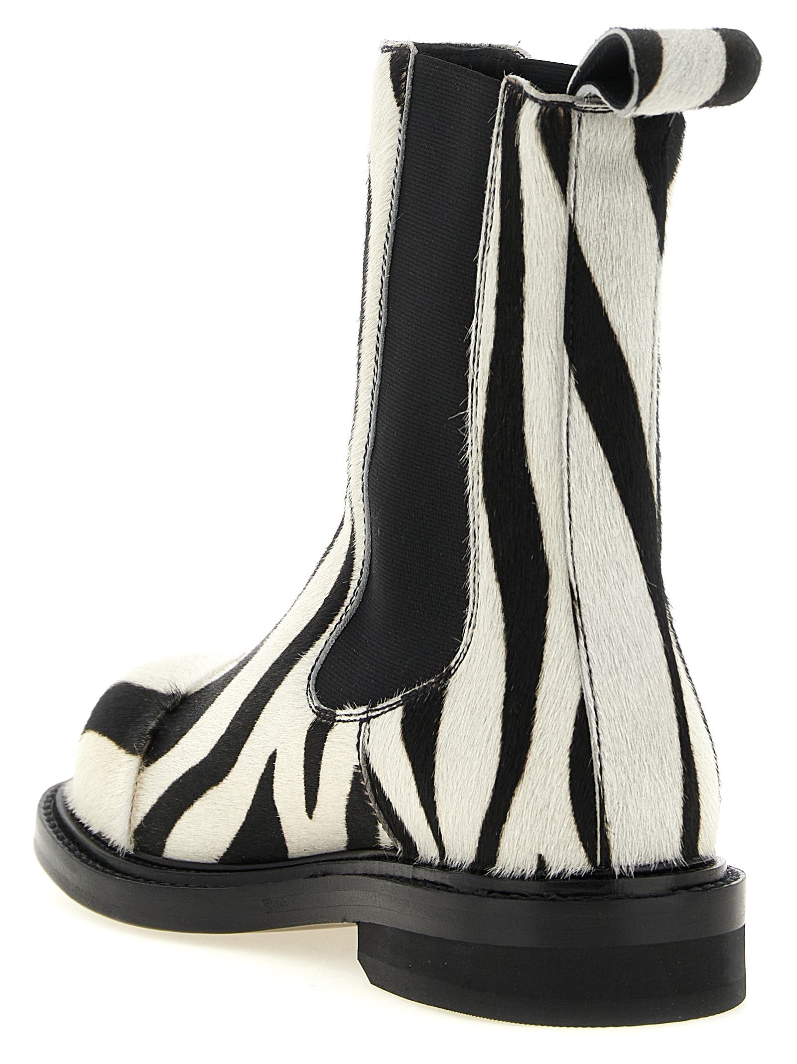 Moschino Zebra Pony Ankle Boots White