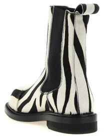 Moschino Zebra Pony Ankle Boots White