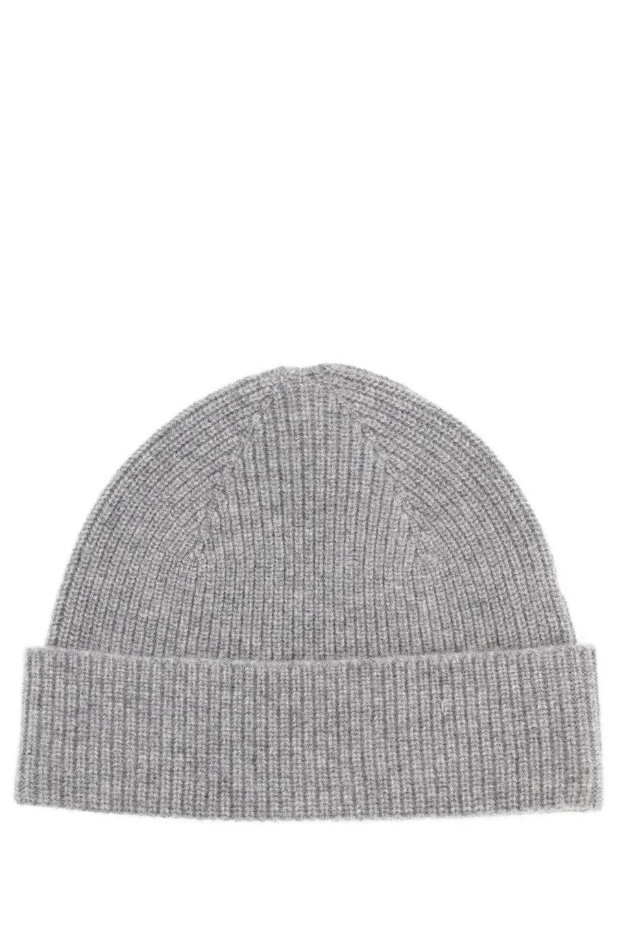A soft heather gray ribbed knit cashmere beanie with a folded cuff from Zegna for men