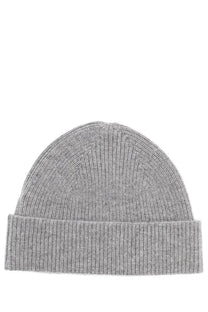 Zegna men’s cashmere beanie in soft heather gray ribbed knit with a folded cuff for warmth and style