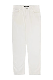 Zegna men’s roccia white denim jeans with clean straight-leg cut and classic five-pocket design
