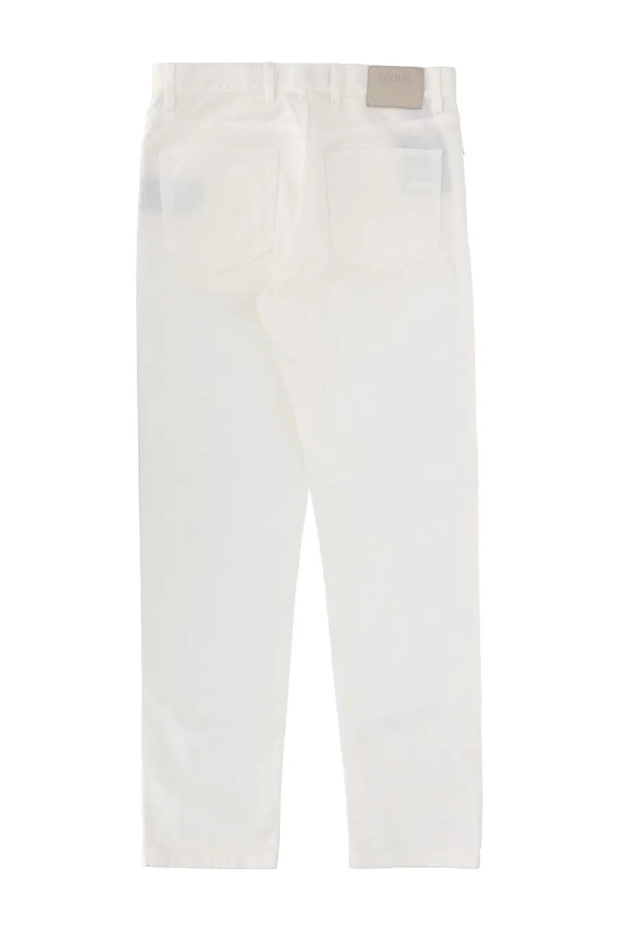 Zegna men’s jeans Roccia white straight-leg white denim jeans with subtle stitching details front view