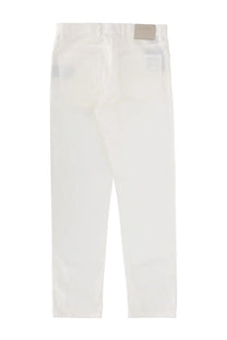 Zegna men’s jeans Roccia white straight-leg white denim jeans with subtle stitching details front view