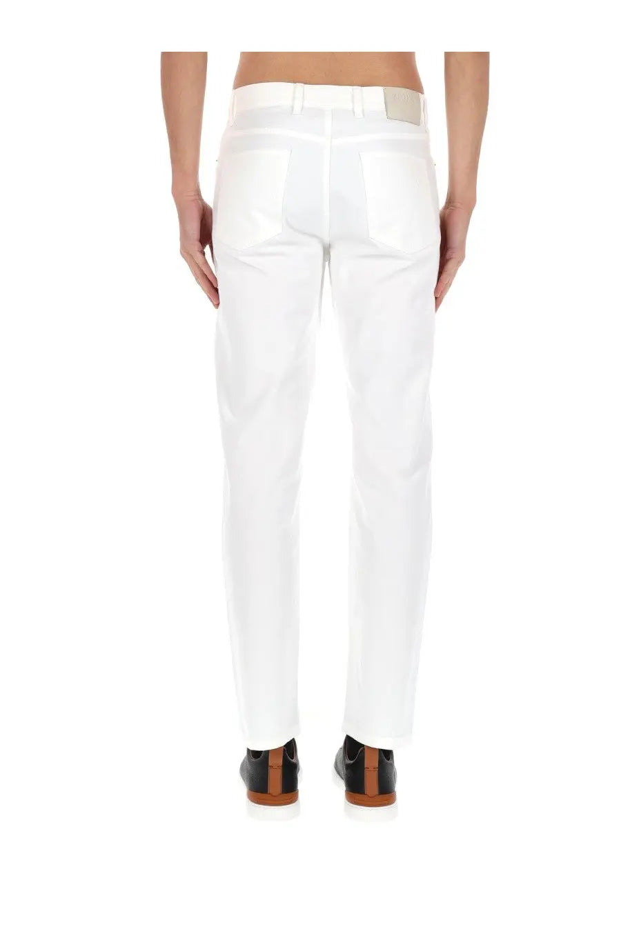 Zegna men’s jeans Roccia white white denim jeans with a clean straight-leg cut and subtle stitching details