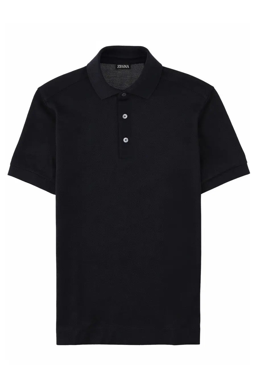 Black zegna men’s polo shirt in cotone seta with classic collar and short sleeves