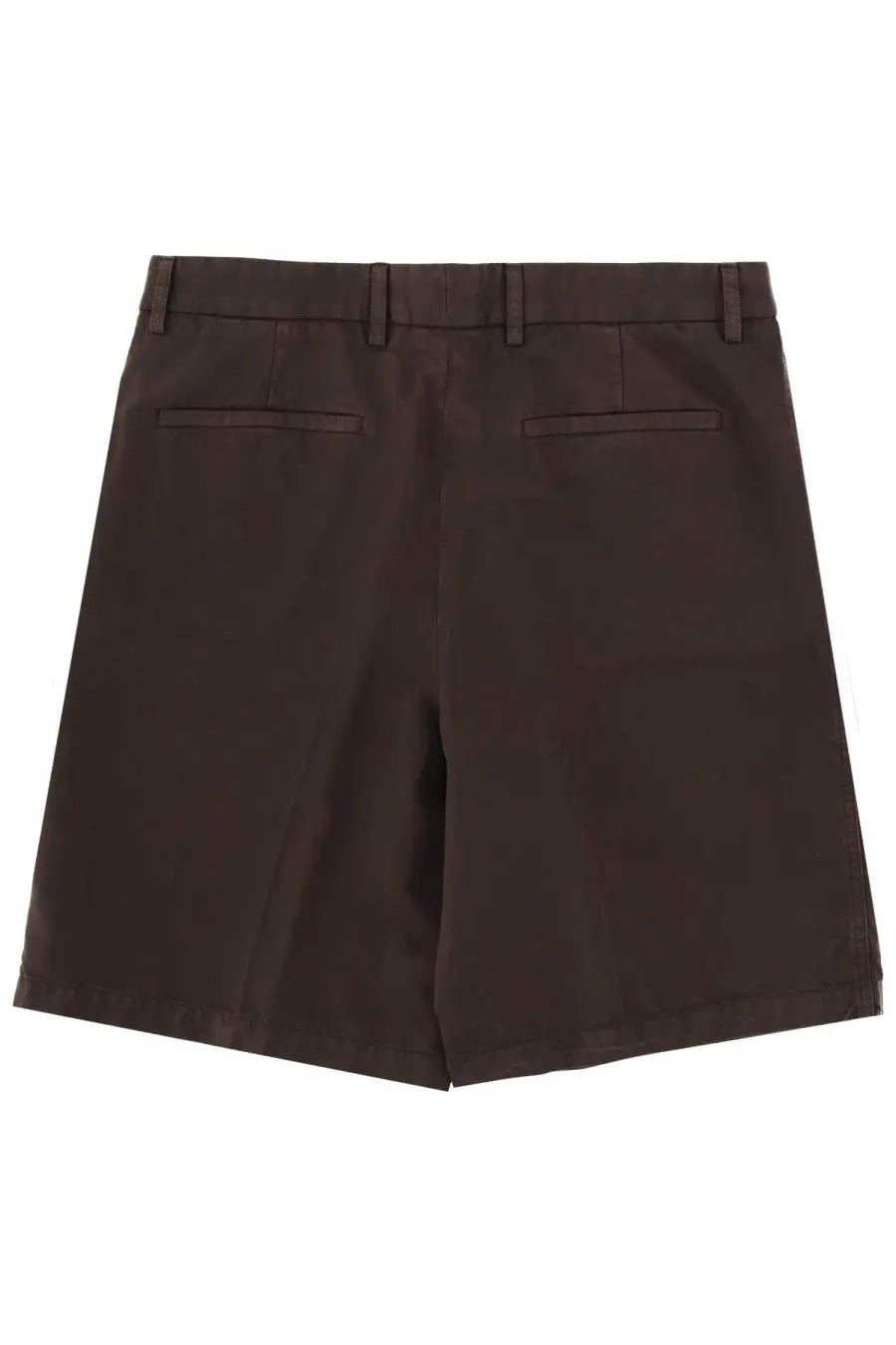Dark brown tailored zegna men’s shorts in cotone with structured back and two rear pockets visible from the back side