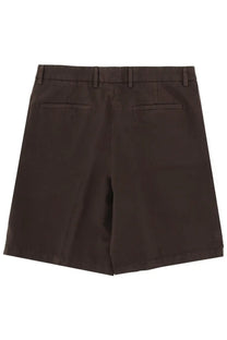 Dark brown tailored zegna men’s shorts in cotone with structured back and two rear pockets visible from the back side