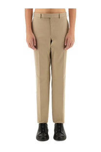 Zegna men’s straight leg beige khaki tailored dress pants with matching belt for formal and business wear