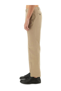 Zegna men’s straight leg khaki dress pants with tailored fit and subtle stitching details in beige fabric