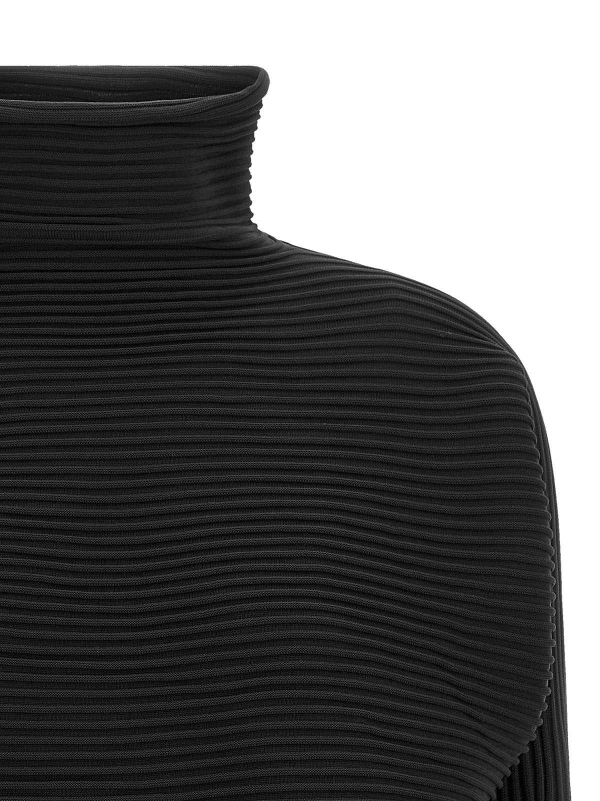 Pleats Please Issey Miyake Zig Zag Knit Blouse Black