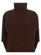 Pleats Please Issey Miyake Zig Zag Knit Blouse Brown