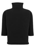 Pleats Please Issey Miyake Zig Zag Knit Blouse Black