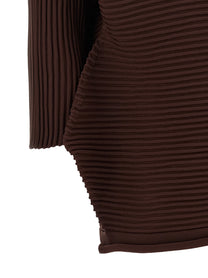 Pleats Please Issey Miyake Zig Zag Knit Blouse Brown