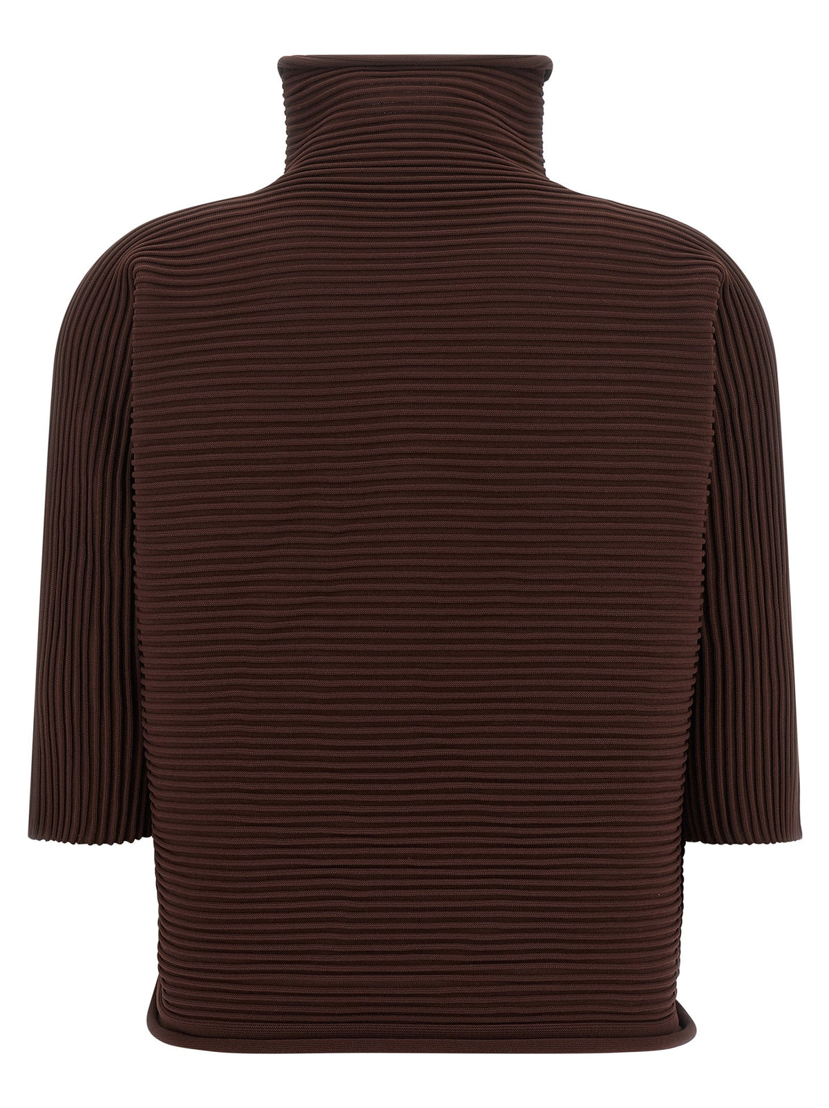 Pleats Please Issey Miyake Zig Zag Knit Blouse Brown