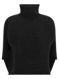 Pleats Please Issey Miyake Zig Zag Knit Blouse Black
