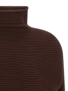 Pleats Please Issey Miyake Zig Zag Knit Blouse Brown