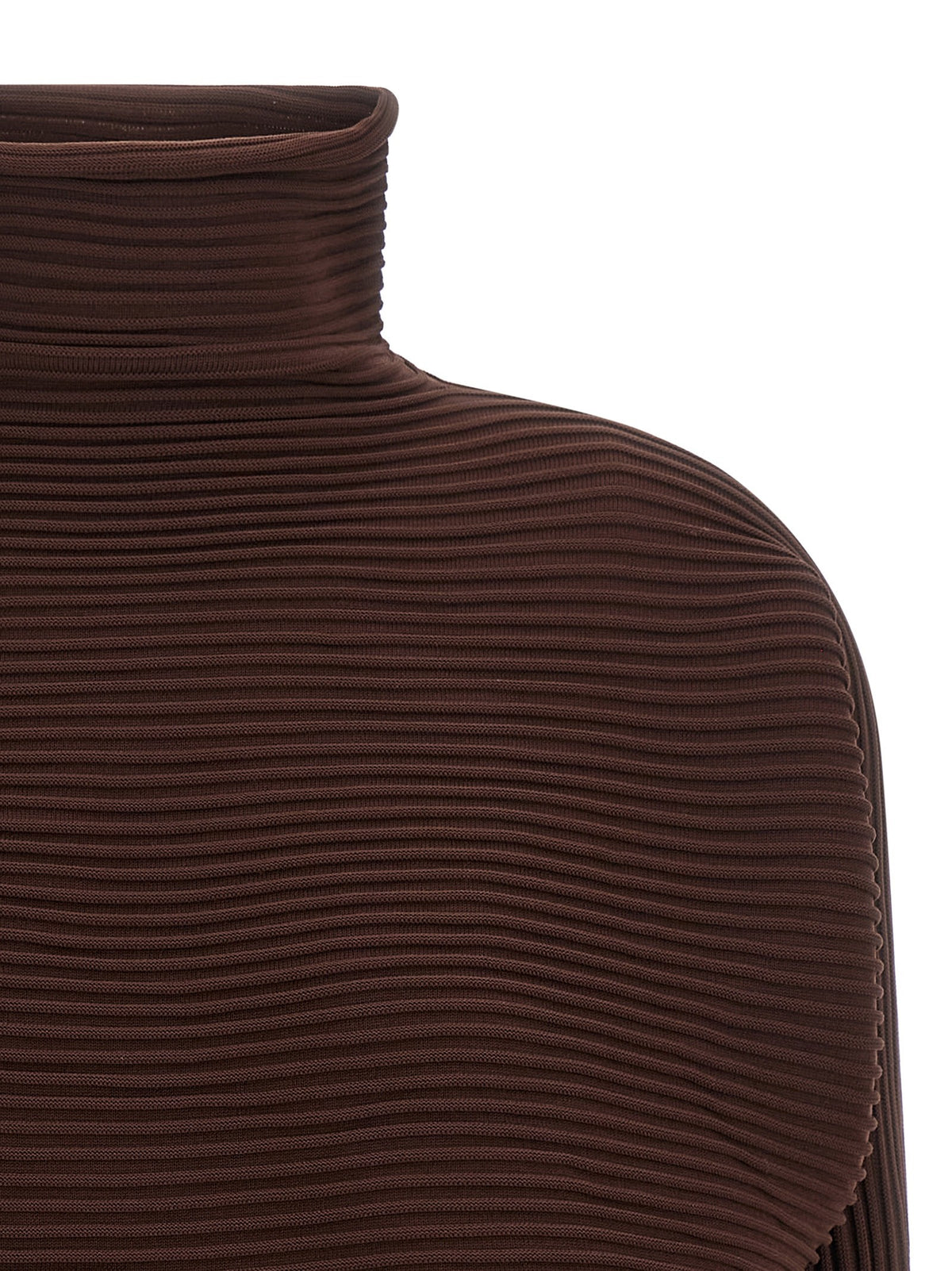 Pleats Please Issey Miyake Zig Zag Knit Blouse Brown