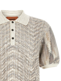 Missoni Zig Zag Knit Polo Shirt Gold