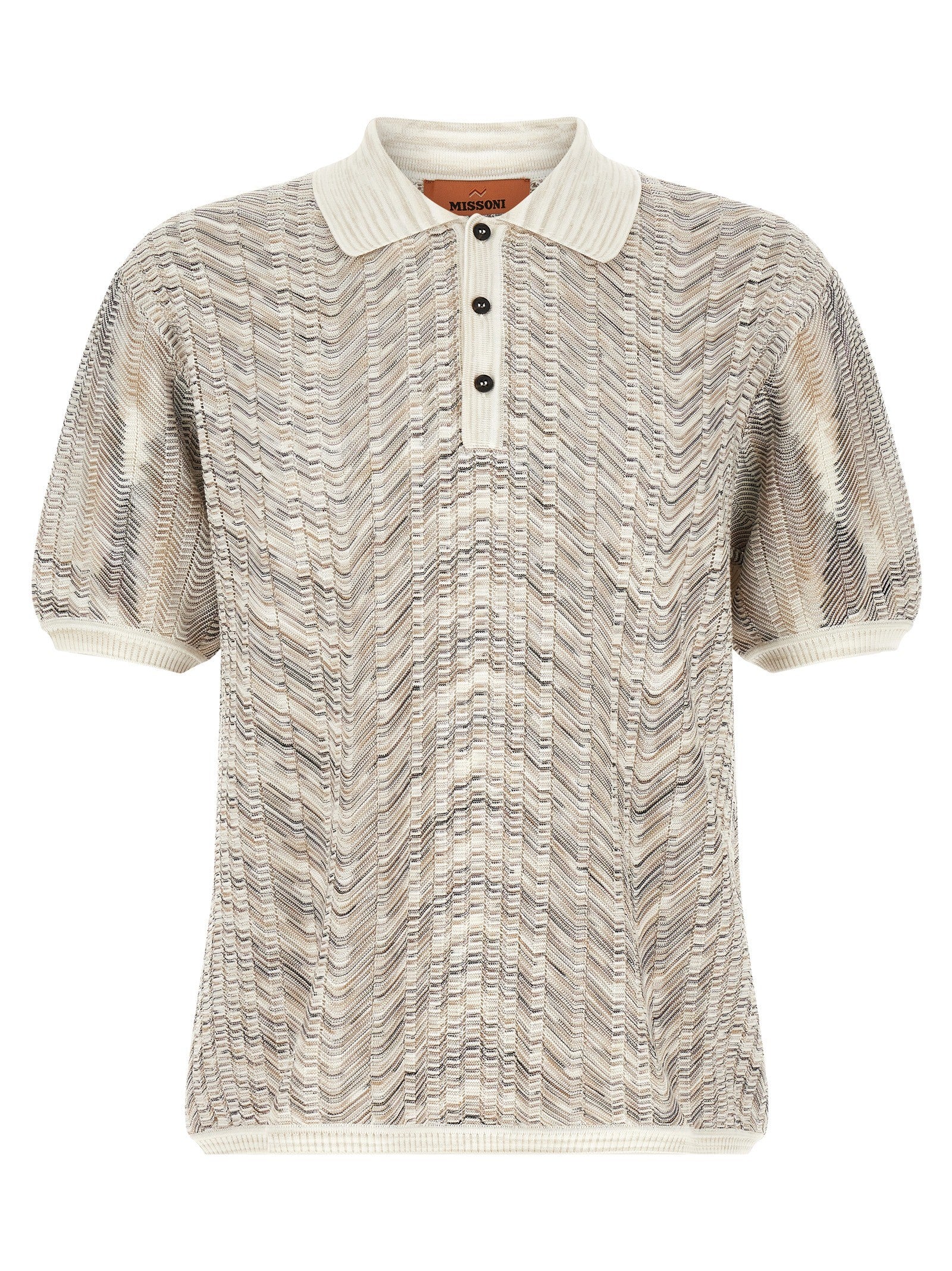 Missoni Zig Zag Knit Polo Shirt Gold