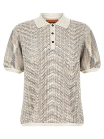 Missoni Zig Zag Knit Polo Shirt Gold