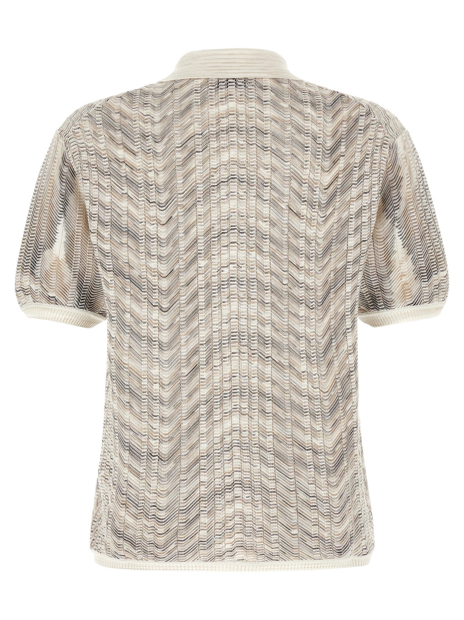 Missoni Zig Zag Knit Polo Shirt Gold