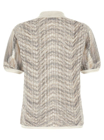 Missoni Zig Zag Knit Polo Shirt Gold