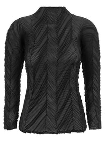 ISSEY MIYAKE Zigzag Pleats Sweater Black