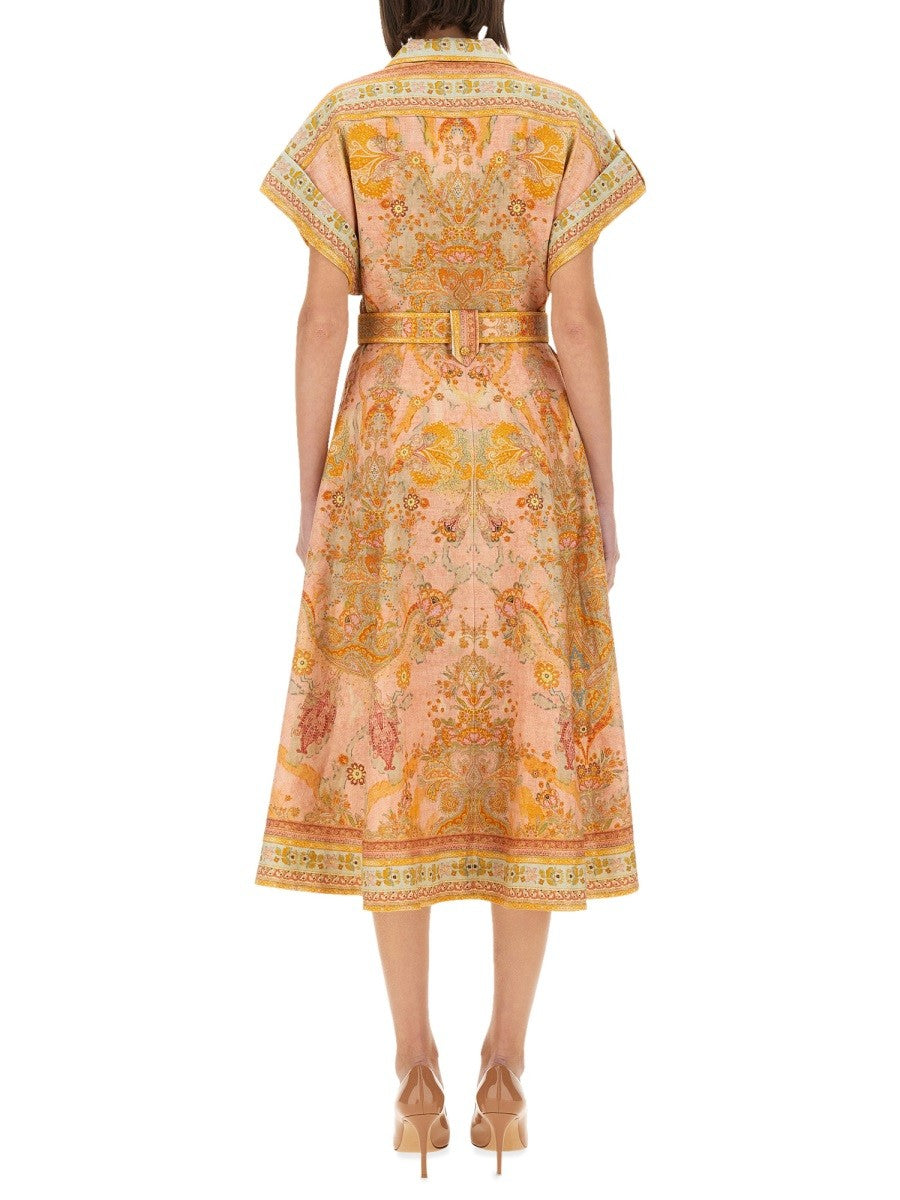 ZIMMERMANN - Zimmermann Midi Dress With Belt - Women’s Clothing