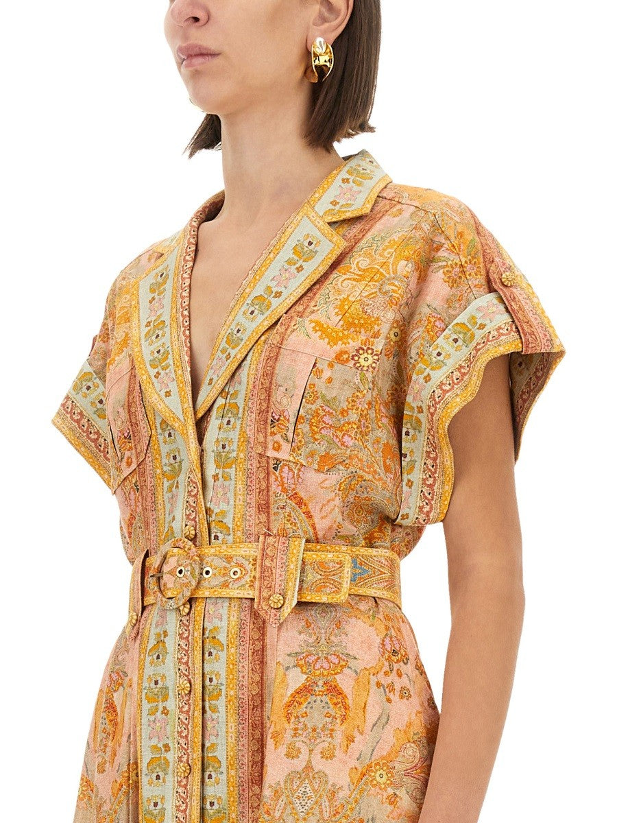 ZIMMERMANN - Zimmermann Midi Dress With Belt - Women’s Clothing