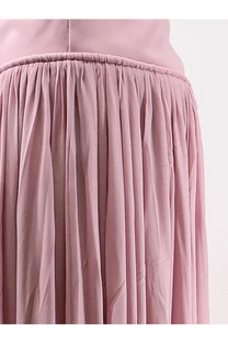 Zimmermann women’s alchemy asymmetric long skirt in blue with soft pink pleated fabric and gathered waistband