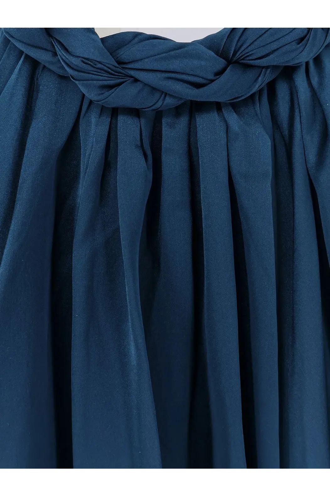 A navy blue pleated silk skirt with a twisted fabric waistband from Zimmermann womens Alchemy Halter dress