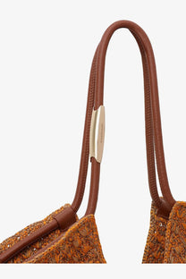 Zimmermann women’s golden time raffia shoulder bag brown with leather handles and gold-tone metal clasp